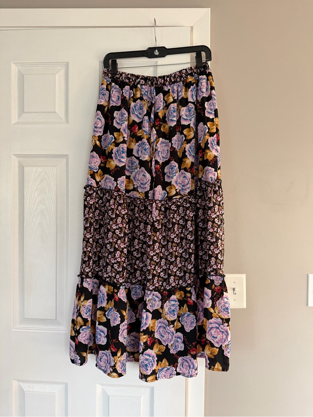 Ember Purple Rose Bohemian Flowy Maxi Skirt